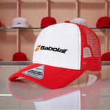 1 gorra de béisbol con logo Babolat - Gorra deportiva ligera tipo camionero con respaldo en malla, panel frontal blanco y visera negra, para todas las estaciones: actividades al aire libre como , skateboarding o pesca. Diseño unisex ideal tanto para hombr