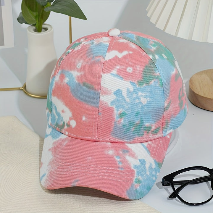 1pc Gorra Unisex Retro Tie-Dye - Ajustable y Transpirable con Cierre Snapback, Diseño a Rayas para Deportes al Aire Libre y Fiestas de Baile, Lavado a Mano, Esencial para Vacaciones, Gorra Duradera, Moda Casual