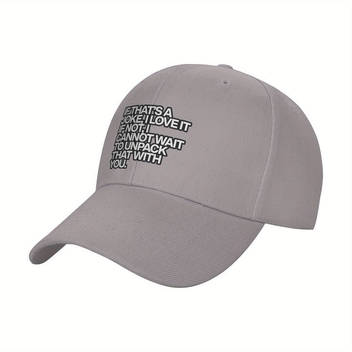 1pc Gorra de Béisbol de Poliéster Ajustable y Transpirable con Frase Inspiradora - Sombrero de Visera Estilo Y2K Ligero para Hombres y Mujeres, Diseño de Ala Curva Blanca, Protección Solar Casual y Elegante, Gorra de Sol Casual | Gorra de Béisbol con Fras