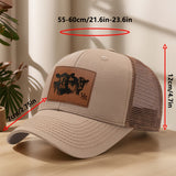 Gorra de béisbol de diseño ligero hecha de piel sintética con grabado de vaca de dos cabezas, con malla transpirable para actividades al aire libre como ir de compras, vacacionar y más.