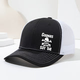 Goonies Never Say Die Gorra de Camionero con Calavera y Huesos Cruzados - Gorra Ajustable Transpirable para Hombres y Mujeres, Diseño /Blanco para Deportes al Aire Libre, Senderismo, Pesca (Primavera/Verano), Ropa Temática Fantástica, Fácil Cuidado