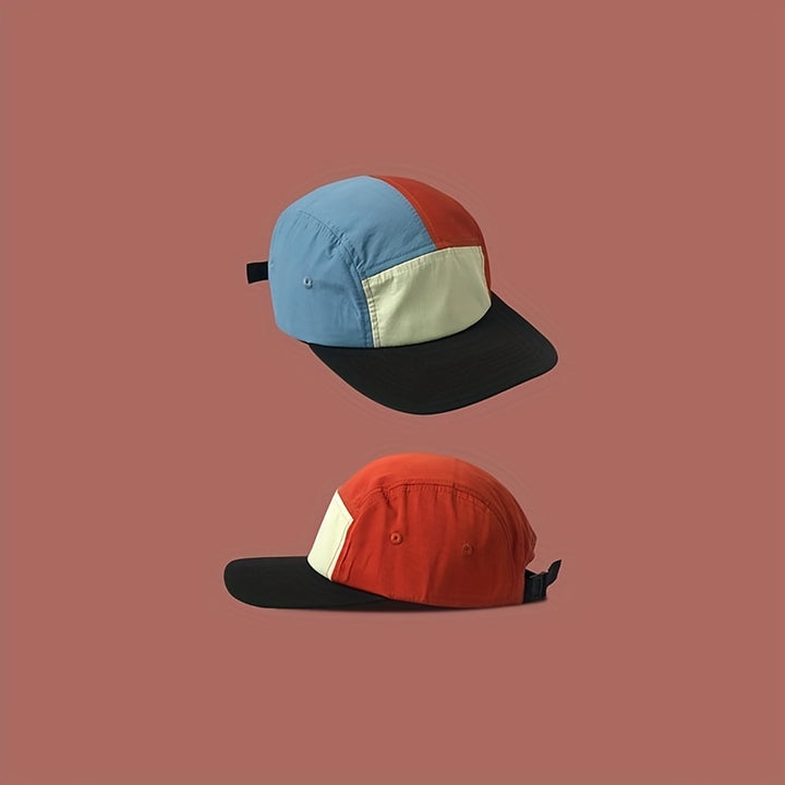 Gorra Deportiva Retro de Banda Plana con Bloques de Color, Secado Rápido y Suave para Exteriores - Pack de Cinco Piezas