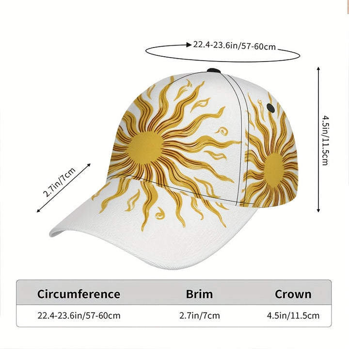 1 gorra Snapback con diseño de estallido solar radiante y divertido - Gorra de béisbol ligera de poliéster con diseño completo y patrón de rayos solares en 2D, para deportes, running, gimnasio y ropa casual urbana - Unisex para atuendos de fiesta (Hallowe