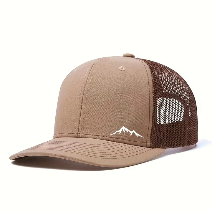 Gorra de béisbol de gran tamaño para mujer y hombre con gráfico de montaña - Parte trasera de malla transpirable y visera estructurada, ajuste ligero sin estiramiento para deportes al aire libre, viajes, ropa casual - Gorro de otoño/invierno, Marrón, Gorr