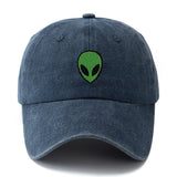 Gorra de béisbol unisex MAKEFGE con bordado de alienígena verde - Tejido ligero, protección solar, ajuste Snapback, diseño transpirable de 6 paneles para camping, viajes, uso casual (/Gris oscuro/Rosa/Azul marino), accesorio de cabeza para exteriores, ala