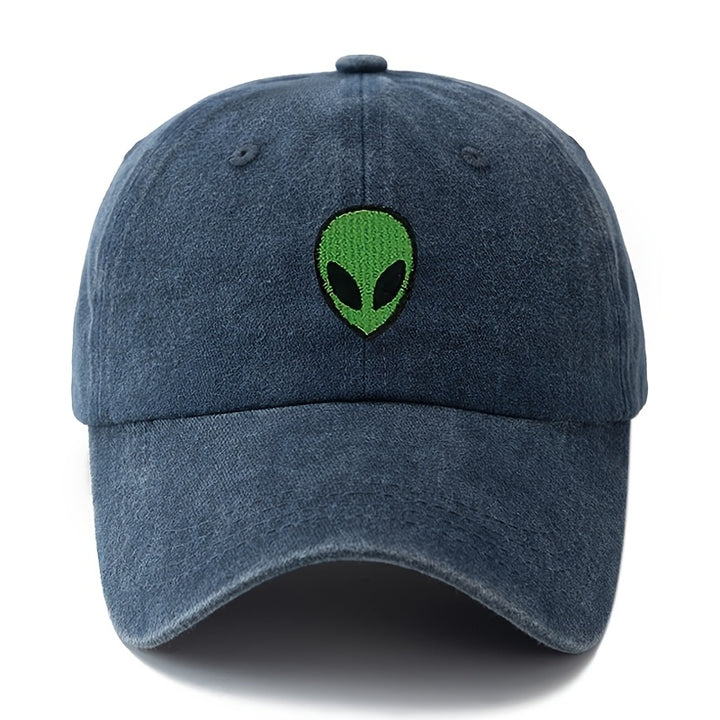Gorra de béisbol unisex MAKEFGE con bordado de alienígena verde - Tejido ligero, protección solar, ajuste Snapback, diseño transpirable de 6 paneles para camping, viajes, uso casual (/Gris oscuro/Rosa/Azul marino), accesorio de cabeza para exteriores, ala