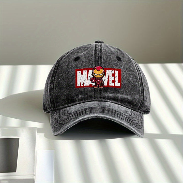 1pc Gorra de Béisbol Oficial de MARVEL con Logo de Iron Man y Diseño de Traje Rojo/Dorado para Hombres y Mujeres - Gorra Ajustable de Protección Solar con Emblema Icónico de Superhéroe, Ideal para Fans de Marvel, Fiestas y Actividades al Aire Libre