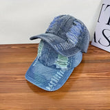 1 pieza de gorra de papá unisex para parejas con agujeros grandes dañados, diseño de parches de estilo callejero y tamaño ajustable, perfecto para usar todos los días en la primavera temprana.