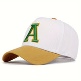 Gorra de Béisbol Bordada con Letra A para Mujer, Sombrero Deportivo de Cinco Lados Ajustable Casual para Viajes al Aire Libre y Playa en Primavera y Otoño