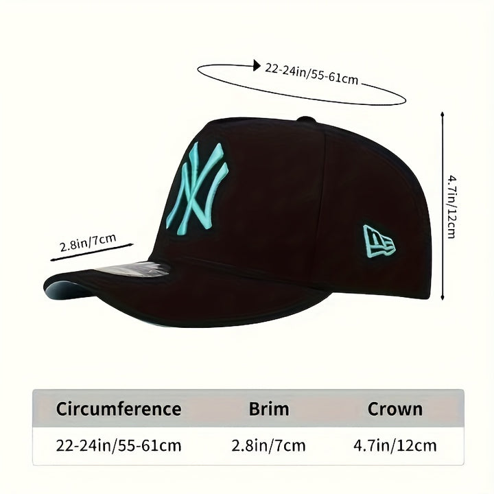 NEW ERA Gorra Snapback de Visera Curva Negra con Bordado NY - Gorra Ajustable Unisex para Hombres y Mujeres, Diseño Ligero y Cálido para Exteriores y Uso Casual, Logo Icónico de NY, Accesorio de Streetwear