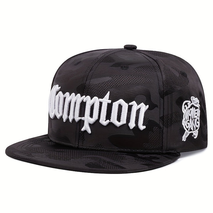 Gorra de Béisbol Bordada Camo Compton - Snapback de Moda, Sombrero de Visera Plana Hip Hop para Deportes al Aire Libre