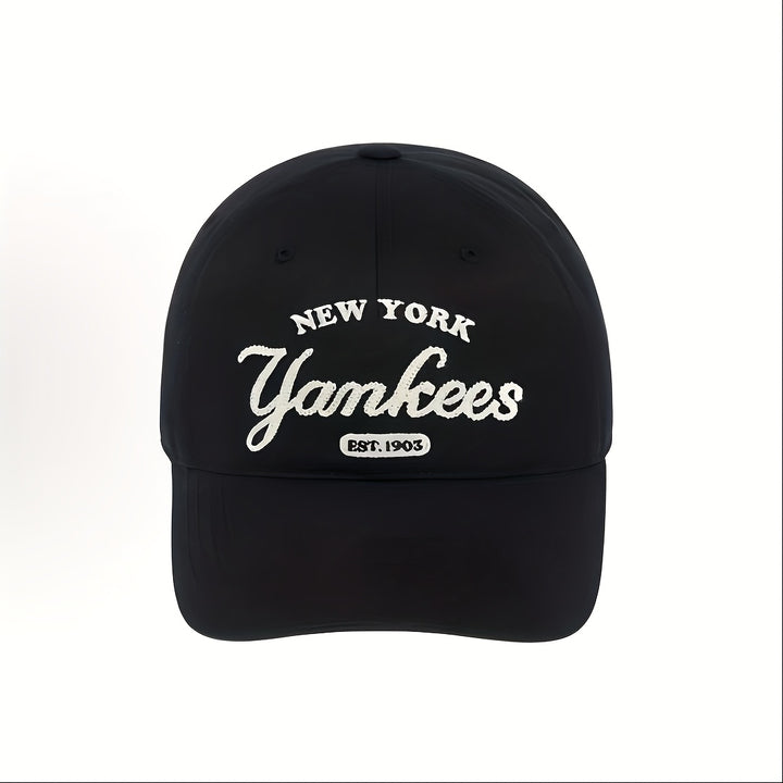 Gorra de Béisbol MLB New York Yankees para Hombres y Mujeres - Gorra Unisex Snapback Negra con Logo Blanco, 100% Poliéster, Ajuste Elástico, Lavable a Mano para San Valentín, Partidos de Fútbol y Mardi Gras