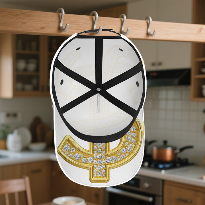 1 gorra de béisbol ajustable con diseño de símbolo de dólar brillante en 2D - Snapback de poliéster con diseño completo, ideal para deportes, moda urbana y carreras al aire libre, Ropa Casual,Accesorio de Festival,Pieza Destacada,Ajuste Cómodo,Material Tr