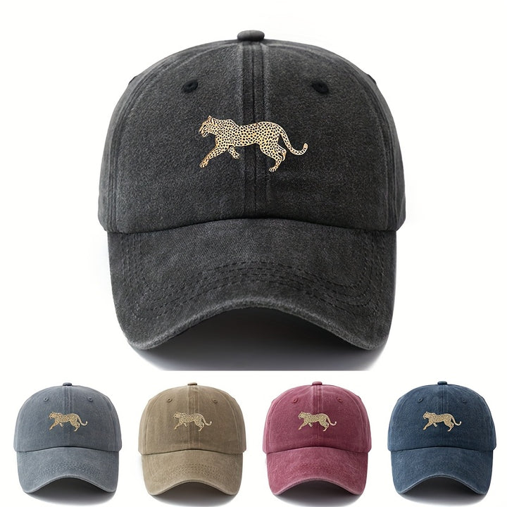 Gorra de béisbol unisex con estampado de leopardo, versátil y ligera para exteriores, con borde curvo, estilo de conductor de camión para ocasiones informales como vacaciones al aire libre, viajes y camping con pico de pato.
