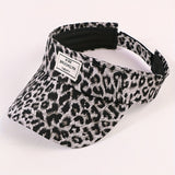Sombrero de copa vacío con estampado de leopardo, posición de estampado aleatoria, logotipo de tela con letras cosidas, moda para hombres y mujeres, ciclismo al aire libre, deportes, estilo casual y tendencia, ala curva, gorra unisex.