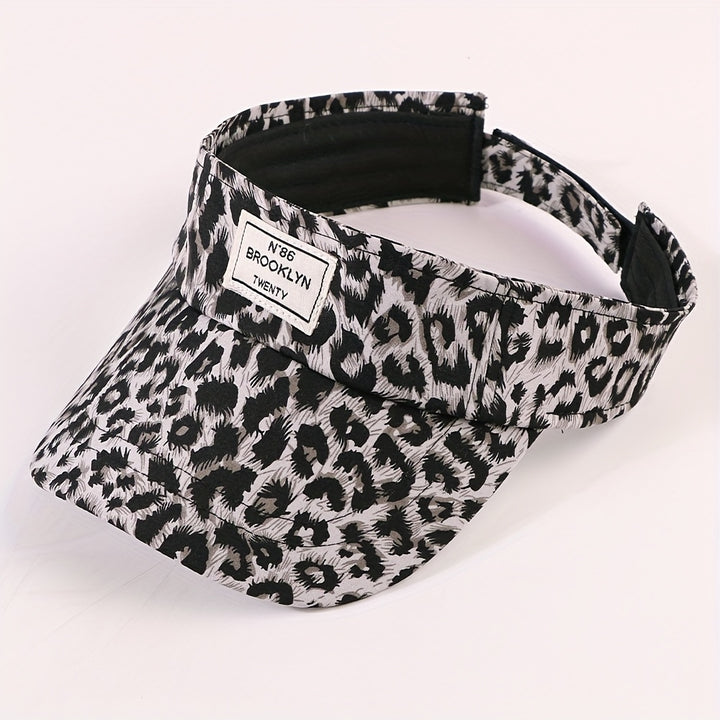 Sombrero de copa vacío con estampado de leopardo, posición de estampado aleatoria, logotipo de tela con letras cosidas, moda para hombres y mujeres, ciclismo al aire libre, deportes, estilo casual y tendencia, ala curva, gorra unisex.