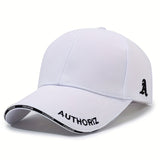 Gorra de béisbol unisex para las 4 estaciones con una letra bordada - Ligera, transpirable, cierre snapback, visera curva, fibra de poliéster, gorro para exteriores para todas las estaciones para hombres y mujeres, estilo casual