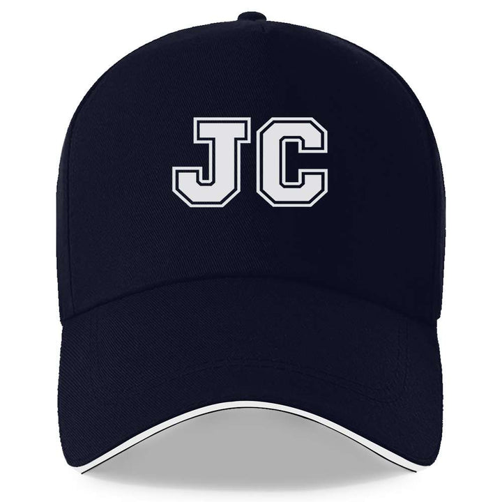 1 gorra JC estilo equipo escolar americano, contraste blanco y sencillo y resistente, visera tipo sandwich, sombrero de viaje moderno, ajustable unisex, gorra camionero