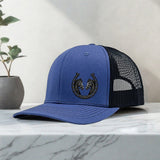 Gorra de béisbol negra para hombre con estampado de herradura de caballo doble, transpirable y ajustable, diseño ligero y duradero, ideal para deportes al aire libre y uso casual | Gorra ajustable | Tela de malla transpirable