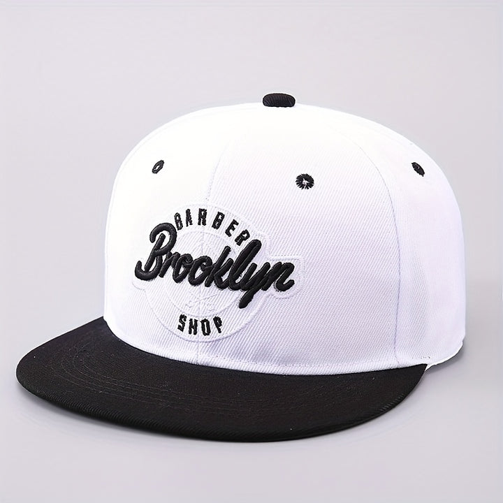 1 unidad Gorra de basquetbol ajustable para hombres, diseño Brooklyn New York, 100% poliéster, negro/blanco/amarillo/rojo/camuflaje, gorra casual hip-hop para primavera otoño, viaje, playa y fiesta