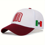 Gorra de béisbol con bordado de la bandera de México, 100% poliéster, ajustable, ligera y con protección solar, ideal para viajes en primavera/otoño y fiestas en la playa