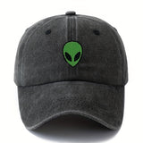 Gorra de béisbol unisex MAKEFGE con bordado de alienígena verde - Tejido ligero, protección solar, ajuste Snapback, diseño transpirable de 6 paneles para camping, viajes, uso casual (/Gris oscuro/Rosa/Azul marino), accesorio de cabeza para exteriores, ala
