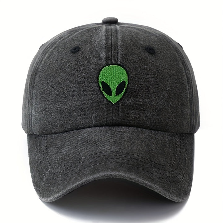 Gorra de béisbol unisex MAKEFGE con bordado de alienígena verde - Tejido ligero, protección solar, ajuste Snapback, diseño transpirable de 6 paneles para camping, viajes, uso casual (/Gris oscuro/Rosa/Azul marino), accesorio de cabeza para exteriores, ala