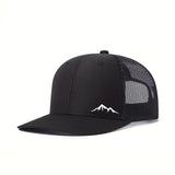 Gorra de béisbol de gran tamaño para mujer y hombre con gráfico de montaña - Parte trasera de malla transpirable y visera estructurada, ajuste ligero sin estiramiento para deportes al aire libre, viajes, ropa casual - Gorro de otoño/invierno, Marrón, Gorr