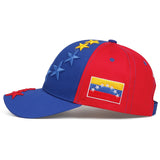Gorra deportiva con diseño de bandera de Venezuela, bordado en 3D de estrella patriótica, azul y rojo intenso, de poliéster ligero, gorra casual para hombre y mujer, lavable a mano, gorra de béisbol