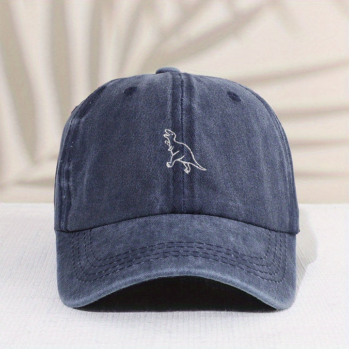 1 Gorra De Béisbol Con Bordado De Dinosaurio Retro Lavado Para Niños, Sombrilla Con Protección Solar, Sombrero De Lengua De Pato Que Combina Con Todo A La Moda