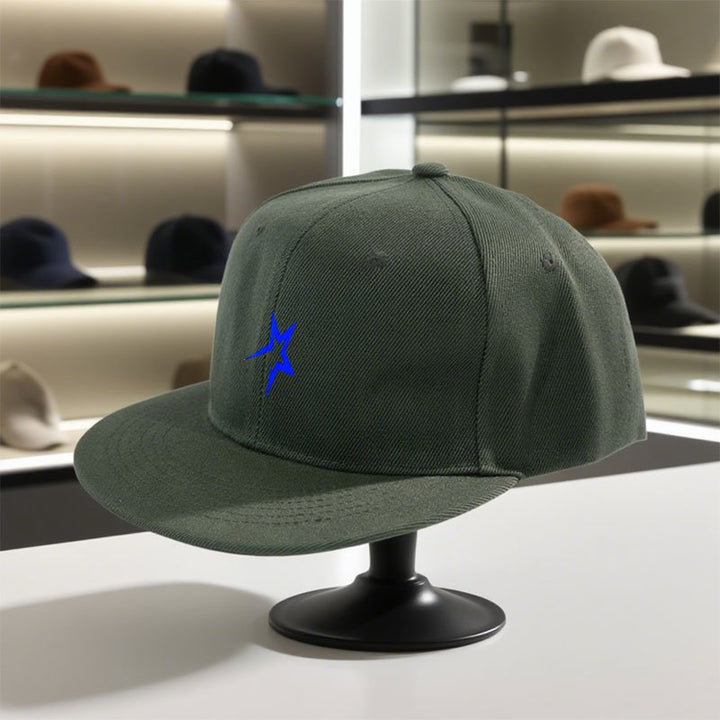 1 gorra ajustable Snapback con estrella azul - Poliéster ligero, blanca con logo de estrella azul, visera ancha y curva, lavable en máquina para uso casual, regreso al colegio, graduación o atuendo casual (). Accesorio elegante