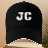 1 gorra JC estilo equipo escolar americano, contraste blanco y sencillo y resistente, visera tipo sandwich, sombrero de viaje moderno, ajustable unisex, gorra camionero