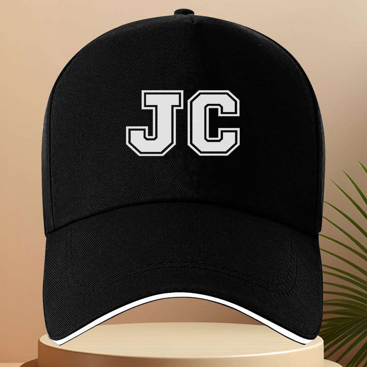 1 gorra JC estilo equipo escolar americano, contraste blanco y sencillo y resistente, visera tipo sandwich, sombrero de viaje moderno, ajustable unisex, gorra camionero
