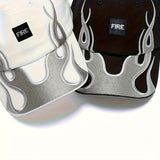 Gorra de béisbol unisex urbana con diseño de llamas y logo WASAC, ligera en contraste negro/blanco, para moda casual