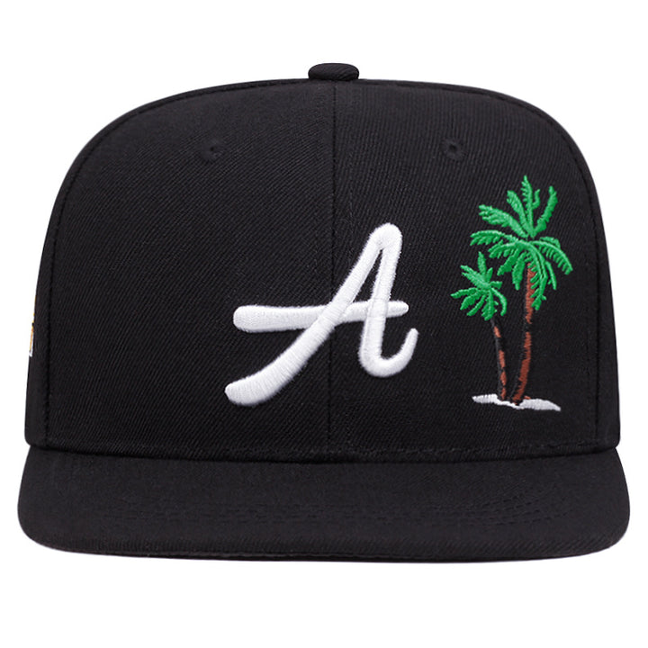 Gorra de Béisbol de Top Plano para Hombre con Logo de Atlanta - Estilo Hip Hop, 100% Poliéster, Disponible en Negro, Rojo, Azul - Perfecta para Deportes al Aire Libre