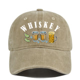 Gorra de Béisbol Vintage con Emblema de Whisky y Vino, Ajustable Snapback, Logo Manual para Estilo Retro, Cata de Vinos, Bares y Fiestas Navideñas - No Elástica, Ideal para Entusiastas del Retro y Seguidores de la Cultura del Vino