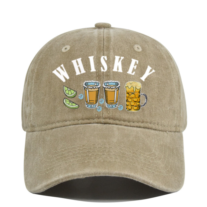 Gorra de Béisbol Vintage con Emblema de Whisky y Vino, Ajustable Snapback, Logo Manual para Estilo Retro, Cata de Vinos, Bares y Fiestas Navideñas - No Elástica, Ideal para Entusiastas del Retro y Seguidores de la Cultura del Vino