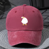Gorra de béisbol retro lavada ligera para jóvenes, ajustable con cierre de clic, ajuste elástico, lavable en máquina, gorra casual para todas las estaciones con diseño de pato de dibujos animados, ropa casual para jóvenes, moda juguetona para jóvenes, dis