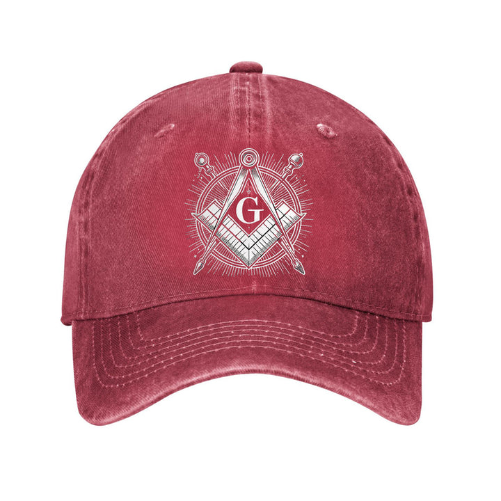 Gorra de Béisbol Masónica Ajustable de Algodón Ligero con Emblema de Brújula y Triángulo, Visera Curva para Hombres y Mujeres, Casual Unisex al Aire Libre, Diseño Único del Logo, Tela Transpirable
