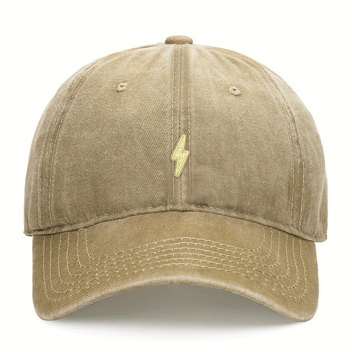 Gorra de béisbol bordada de rayo, unisex, transpirable, hebilla ajustable, algodón puro, lavable a mano, patrón geométrico, adecuada para fiesta de soltero, sombrero ligero tejido con tema de bandera