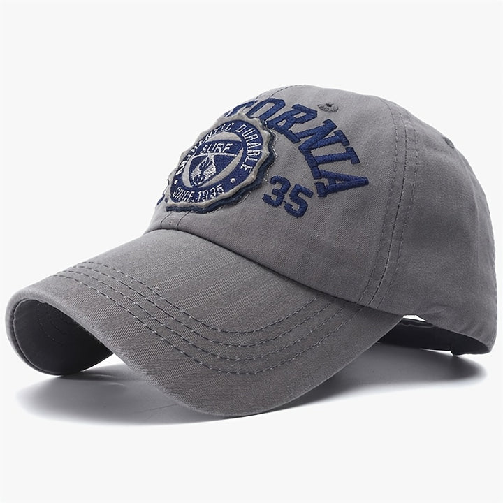 Gorra de béisbol para mujer con bordado California, protección solar, ajustable, sin estirar, temática vacacional con diseño de rayas, lavable a mano