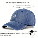 1pc Gorra de béisbol de denim bordado para mujer de Nueva York, 100% poliéster, ajuste ajustable, protección solar, gorra casual para primavera y otoño, accesorio de playa y fiesta