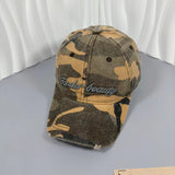 Gorra de Cubo Unisex con Camuflaje y Letras para Primavera y Otoño, Gorra de Béisbol al Aire Libre a la Moda Callejera