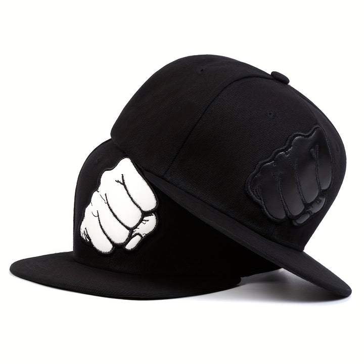 1 Pza - Gorra de béisbol con parche de puño, sombrero para el sol al aire libre, gorra de ala plana, sombrero informal ajustable para viajes de vacaciones junto al mar