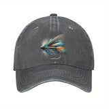 Gorra de béisbol 100% algodón con diseño de mosca seca en azul y gris, ajustable, ala curva ligera, protección solar para exteriores, solo lavado a mano, sombrero para el sol