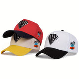 Pack de 1 Gorra de Béisbol Bordada para Mujer con Cierre Ajustable, Protección UV, Diseño de Palmera Tropical y Paracaídas, Sombrero Transpirable de 5 Paneles para Viajes al Aire Libre, Vacaciones en la Playa, Primavera/Otoño (Rojo/Blanco/Amarillo & ), Go