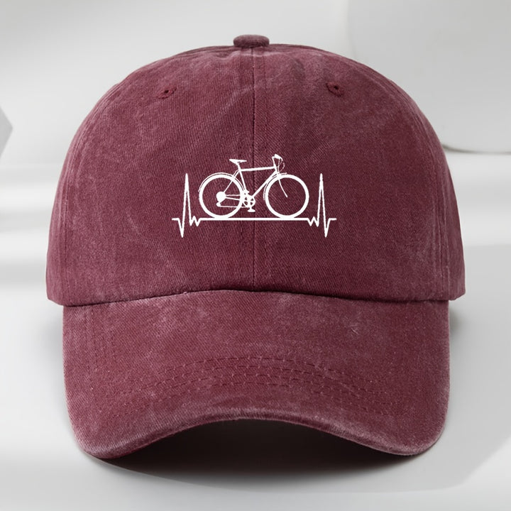 Gorra de Béisbol Clásica Lavada para Hombre MAKEFGE con Estampado de Bicicleta - Poliéster Suave y Transpirable para Deportes al Aire Libre y Uso Casual
