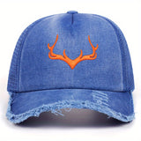 Sombrero estilo vintage americano con estampado de alce y diseño hueco, ideal para pescar en la montaña o ser conductor de camión - el mejor regalo de Navidad