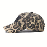 Gorra de Béisbol Clásica con Estampado de Leopardo y Parche de la Bandera Americana - Gorra Unisex Elegante para Papá, Ligera y Transpirable, Ajuste Regulable para Actividades al Aire Libre, Sombrero Casual | Visera Curvada | Accesorio Duradero para la Ca