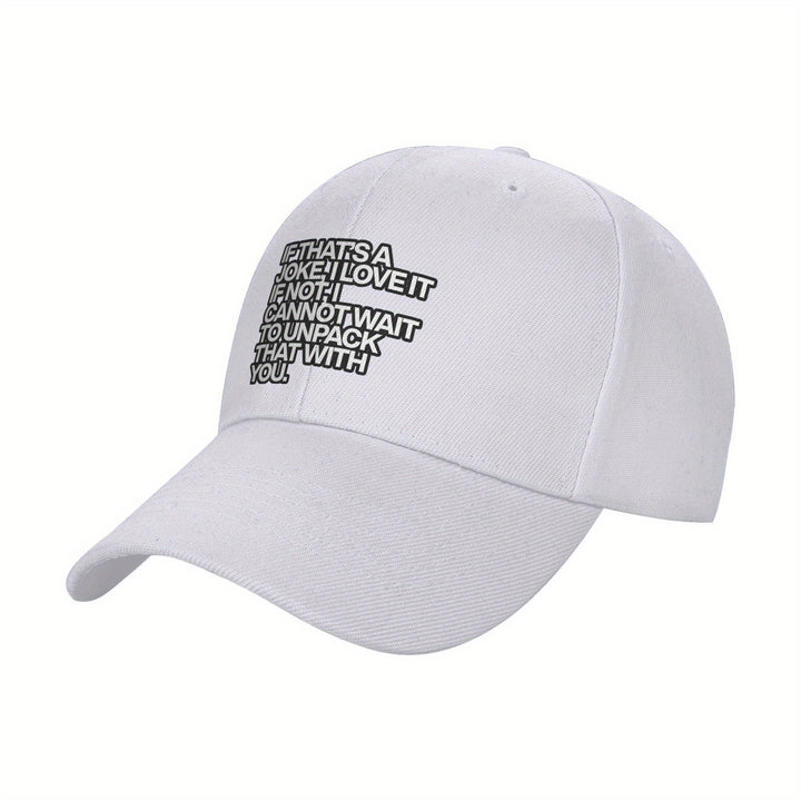 1pc Gorra de Béisbol de Poliéster Ajustable y Transpirable con Frase Inspiradora - Sombrero de Visera Estilo Y2K Ligero para Hombres y Mujeres, Diseño de Ala Curva Blanca, Protección Solar Casual y Elegante, Gorra de Sol Casual | Gorra de Béisbol con Fras